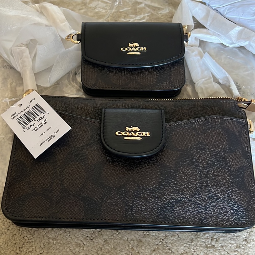 Coach Poppy Crossbody With Card Case In Signature Canvas- - 100% authentic!!!